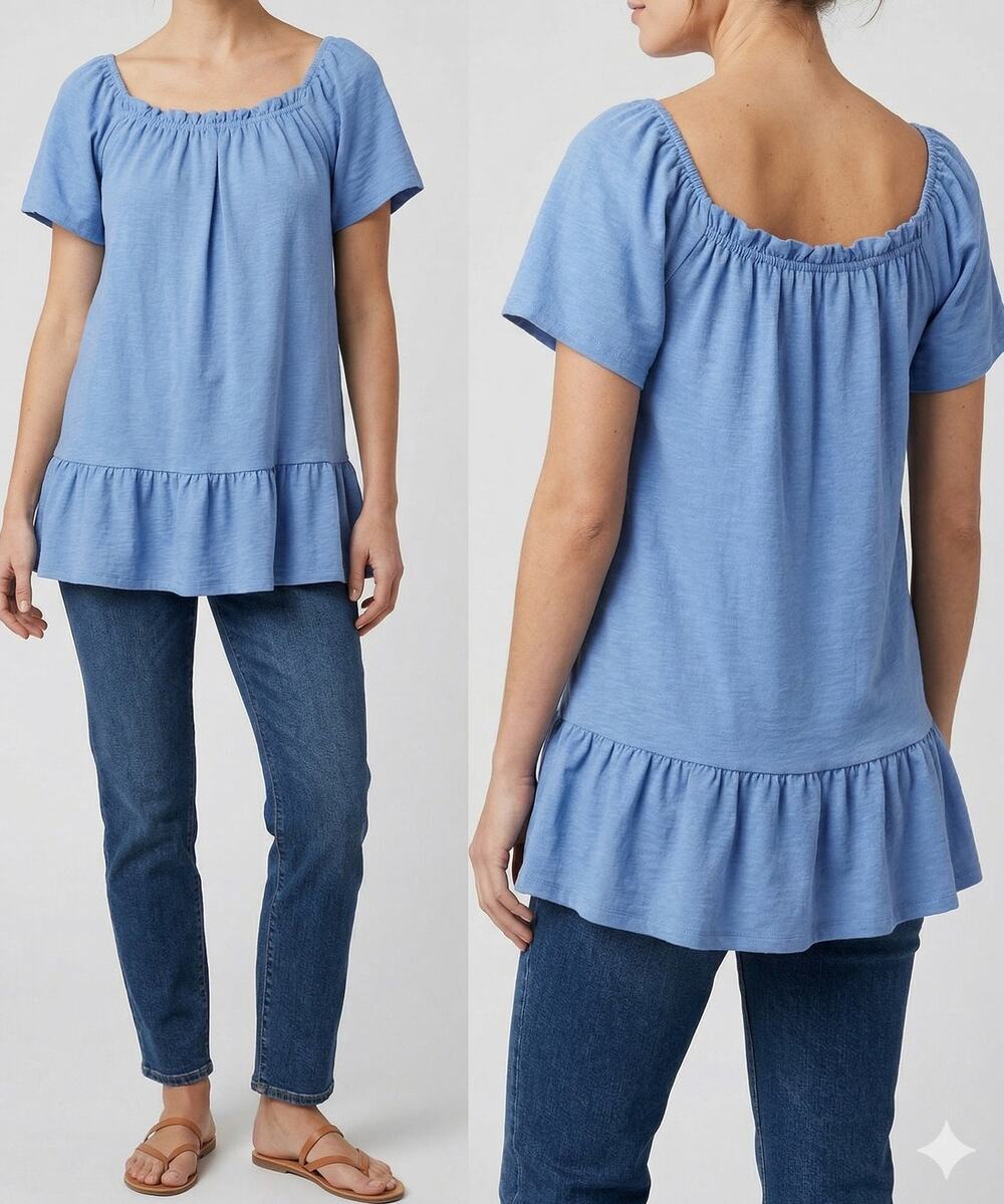 See You Monday Blue Off Shoulder Top XS 100% Polyester